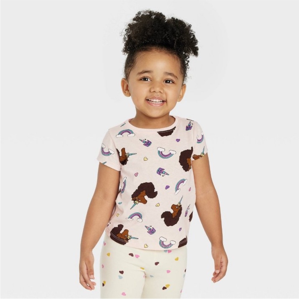 Afro Unicorn Toddler Short Sleeve T-Shirt